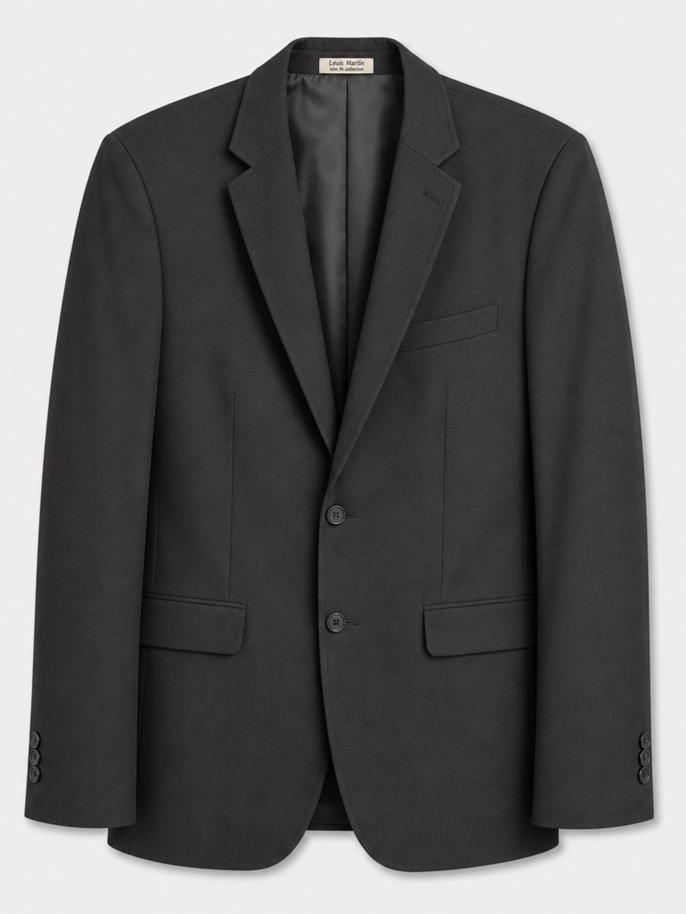 NWT Louis Martin Men's Black Polyester Single Breasted Blazer Size 36 - Regular